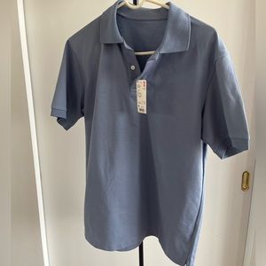 NWT Uniqlo polo pique shirt slate blue dry technology premium cotton M